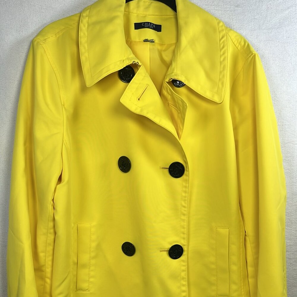 Chaps Double Breasted Yellow RainJacket LG Vintage Fashion Quiet Luxury Lagenloo